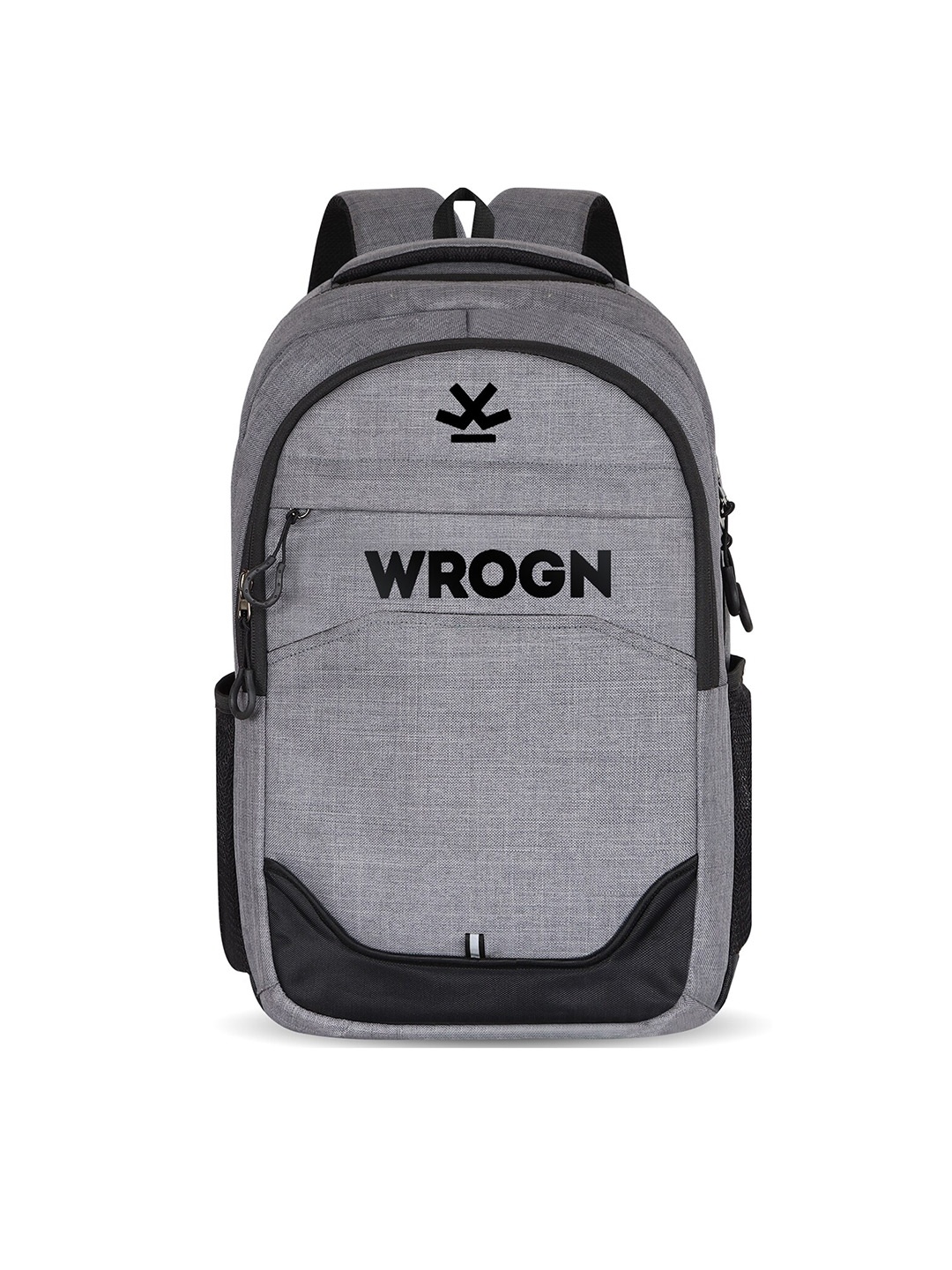 

WROGN Brand Logo Printed Water Resistant Backpack With Rain Cover, Grey