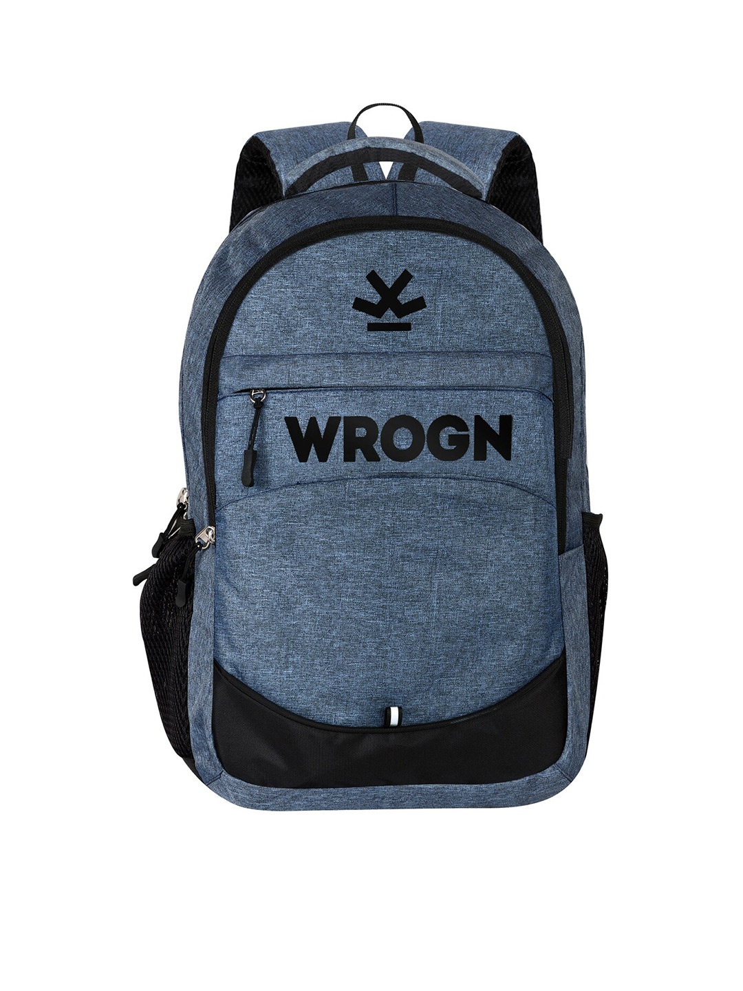 

WROGN Brand Logo Printed Water Resistant Backpack With Rain Cover, Navy blue