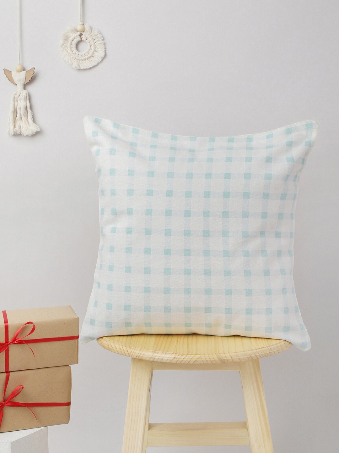 

The Yellow Dwelling Blue & White Checked Cotton Square Cushion Cover