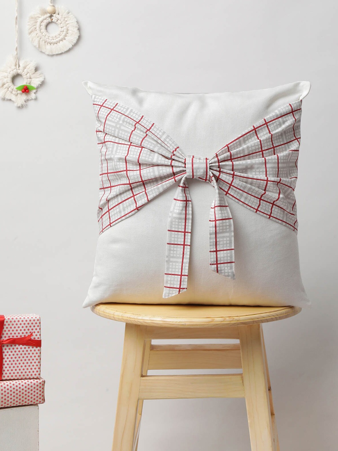 

The Yellow Dwelling Red & White Cotton Square Cushion Cover