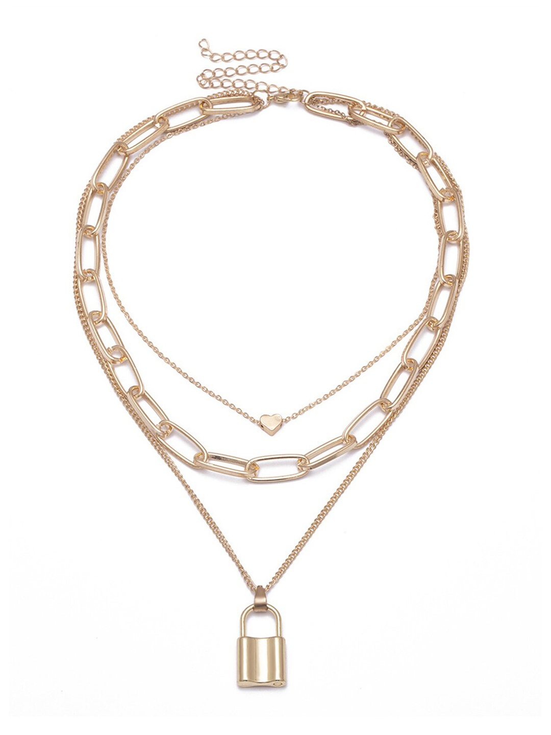 

Scintillare By Sukkhi Gold-Plated Minimal Layered Heart Lock Necklace