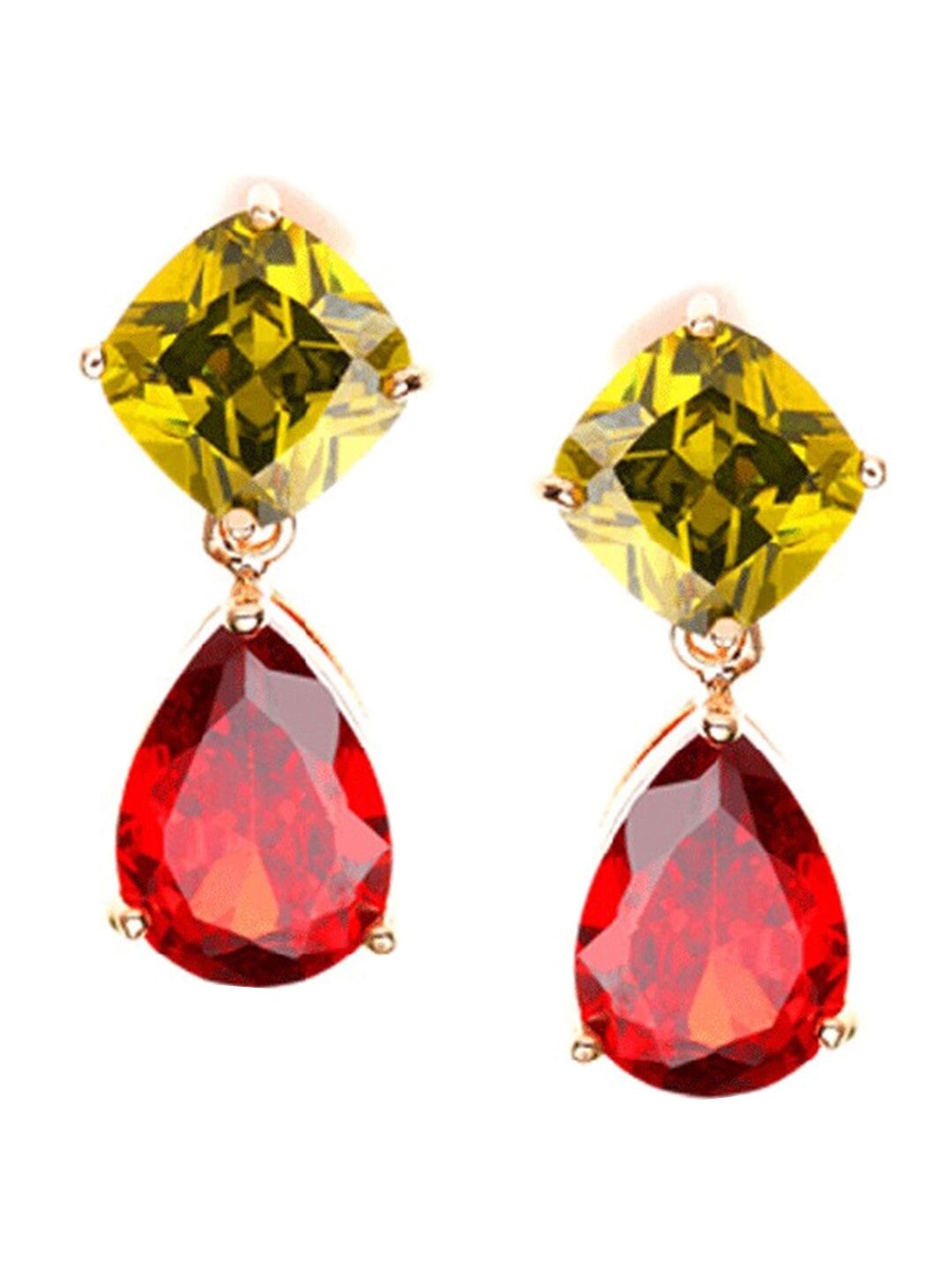

Scintillare By Sukkhi Rhodium Plated Teardrop Shaped Drop Earrings, Red