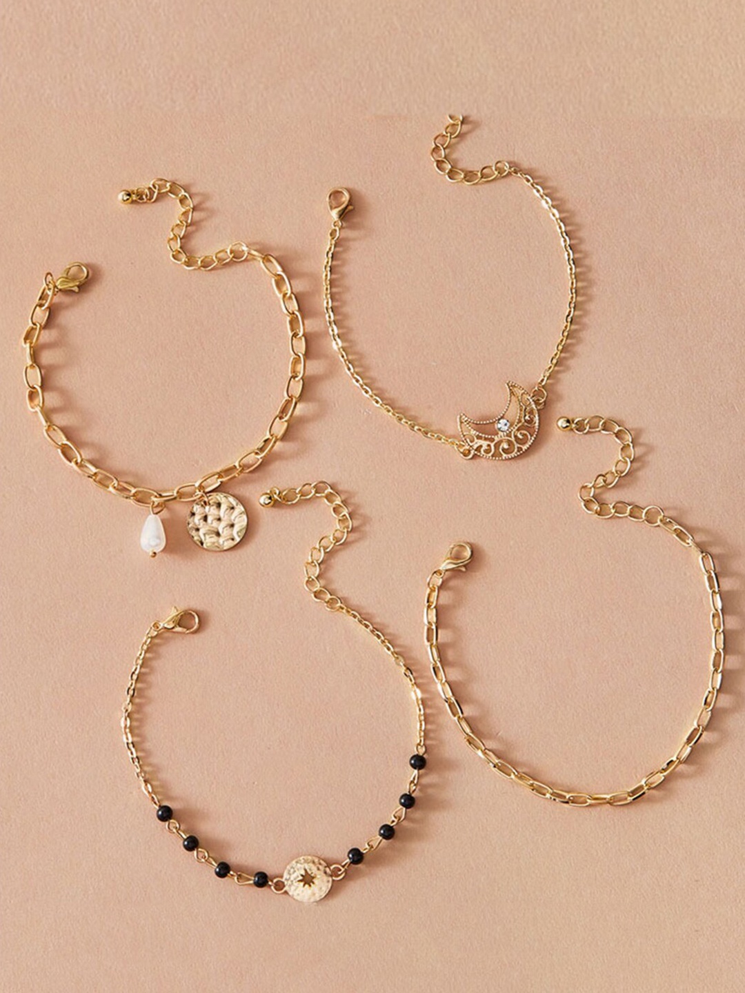 

Scintillare By Sukkhi Women Set Of 4 Gold-Plated Link Bracelets