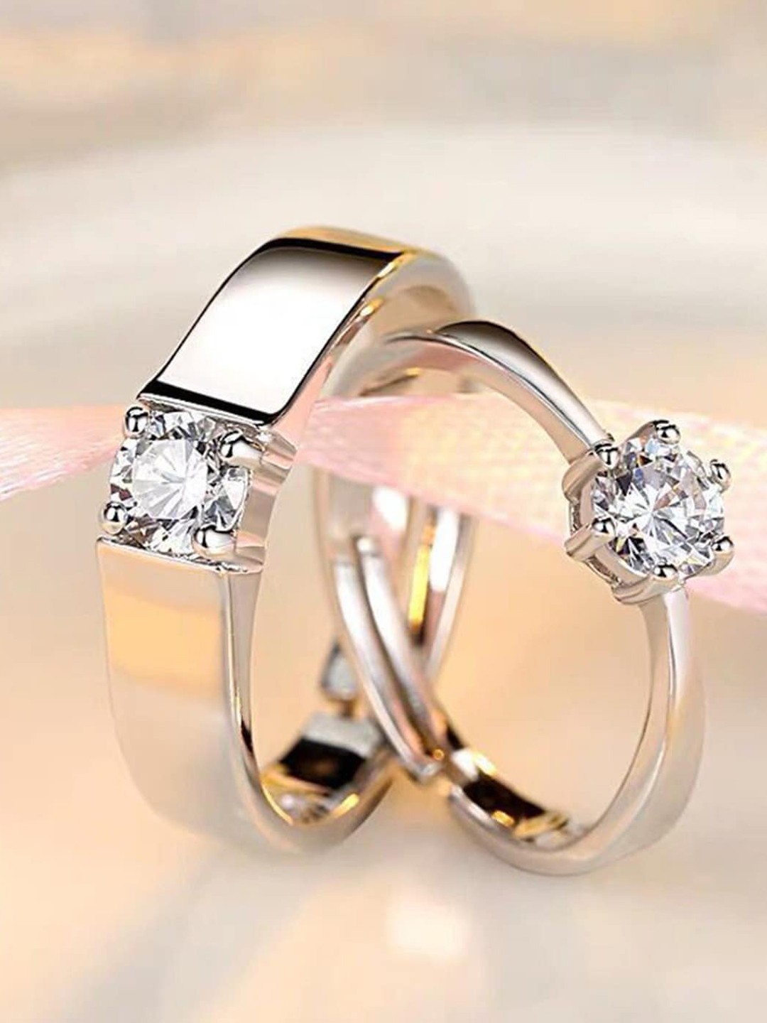 

Scintillare By Sukkhi Set Of 2 Silver-Plated CZ-Studded Oxidised Adjustable Finger Rings