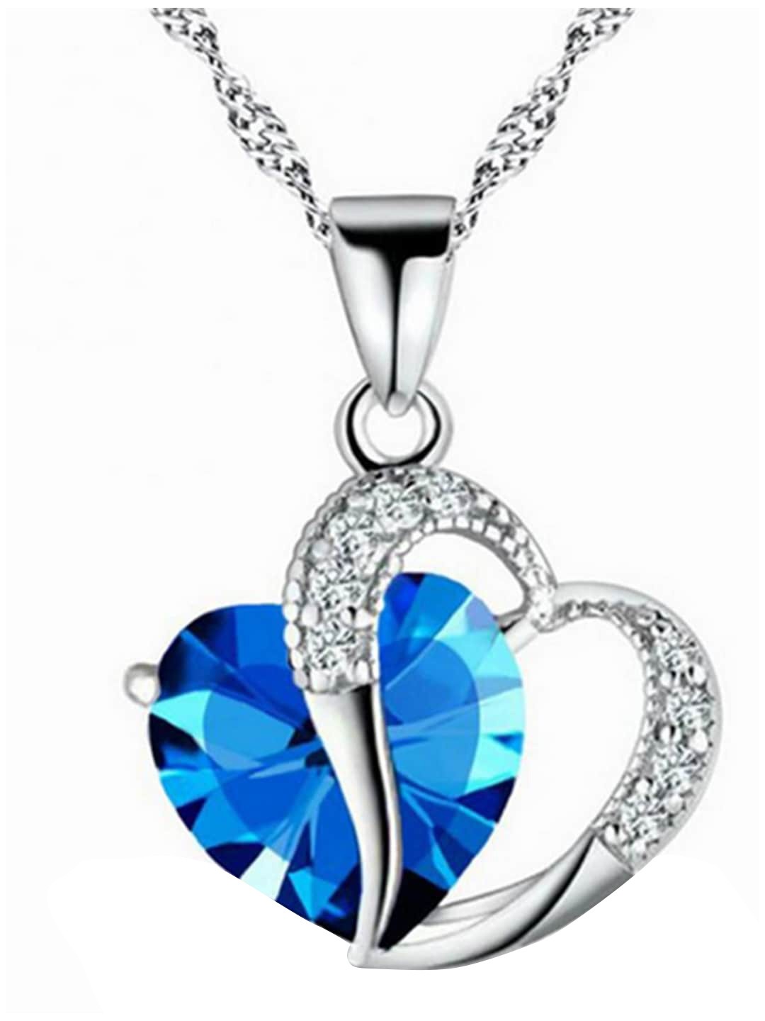 

Scintillare By Sukkhi Rhodium-Plated Joint Valentine Heart Crystals Studded Pendant, Silver