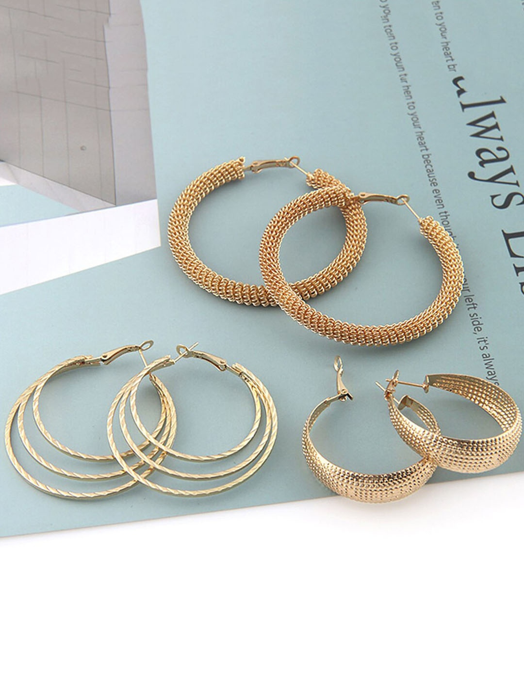 

Scintillare By Sukkhi 3Pcs Gold-Plated Circular Hoop Earrings