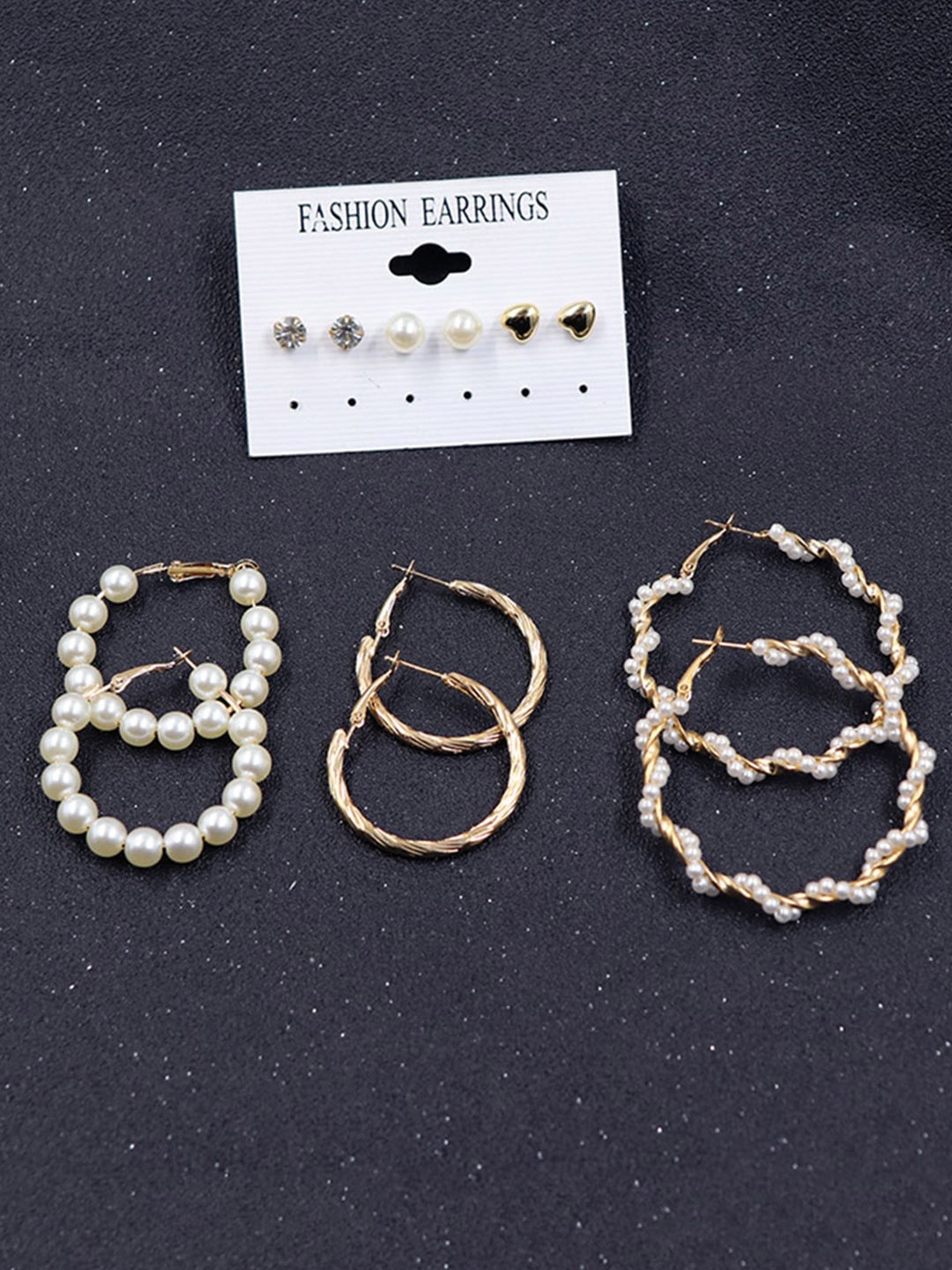 

Scintillare By Sukkhi Set Of 6 Gold-Plated Stud & Hoop Earrings