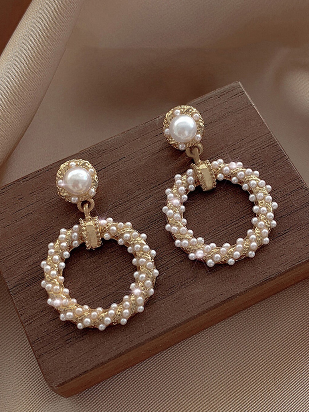 

Scintillare By Sukkhi Gold-Plated Circular Drop Earrings