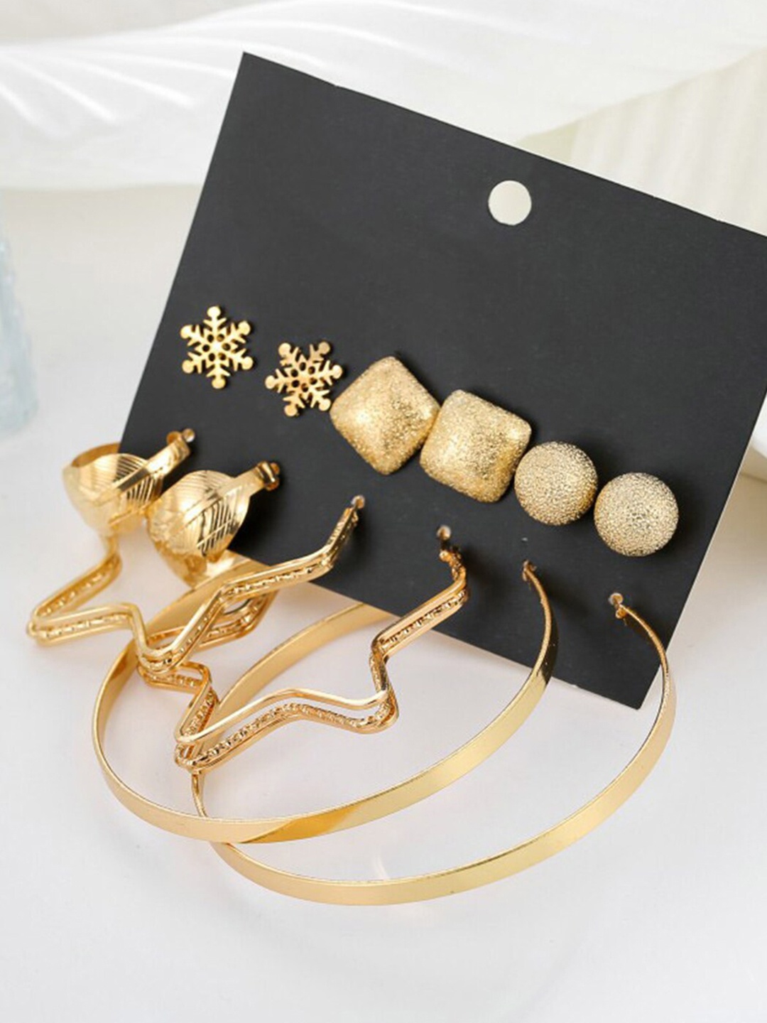 

Scintillare By Sukkhi Set Of 6 Gold-Plated Hoop & Stud Earrings