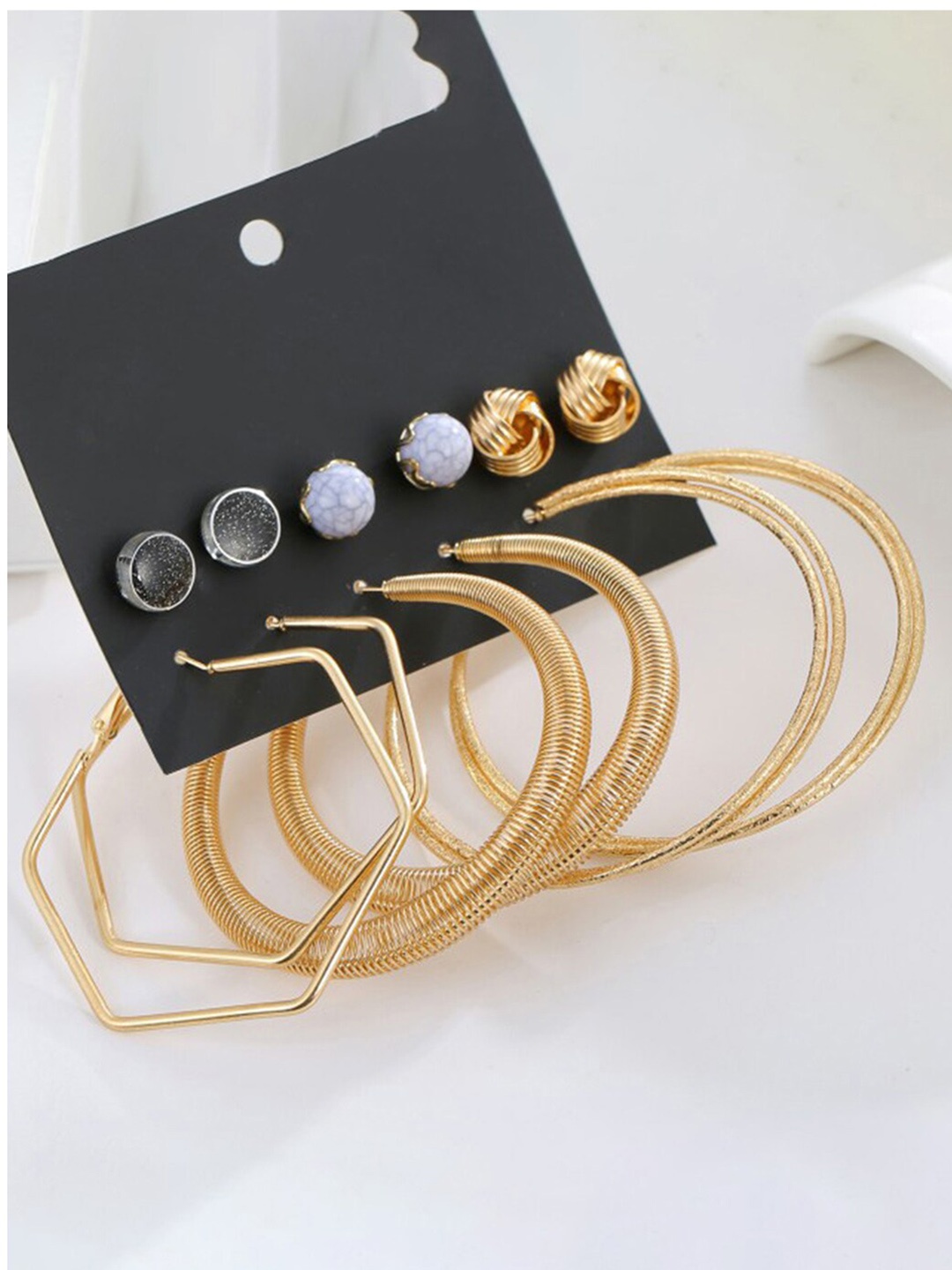 

Scintillare By Sukkhi Set Of 6 Gold-Plated Classy Stud & Hoop Earrings
