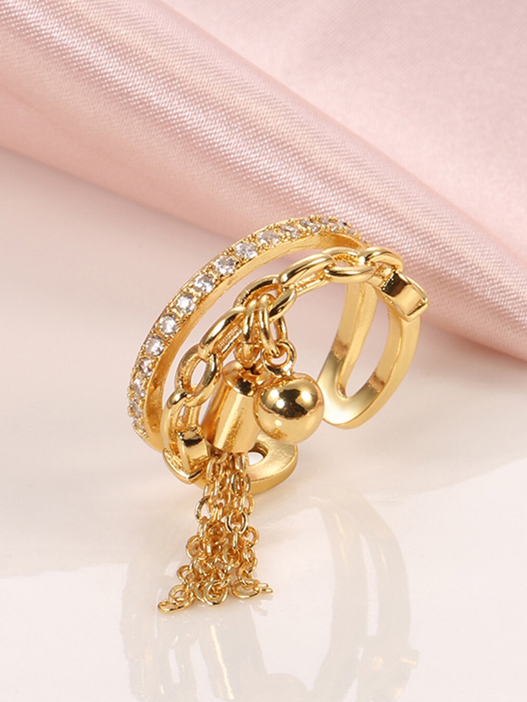 

Scintillare By Sukkhi Gold-Plated Stone-Studded Adjustable Finger Ring