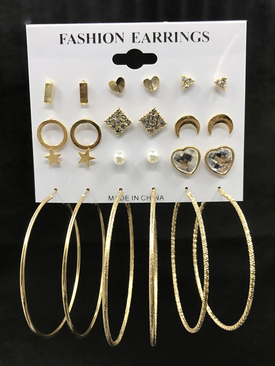

Scintillare By Sukkhi Set Of 11 Gold-Plated Hoop & Stud Earrings