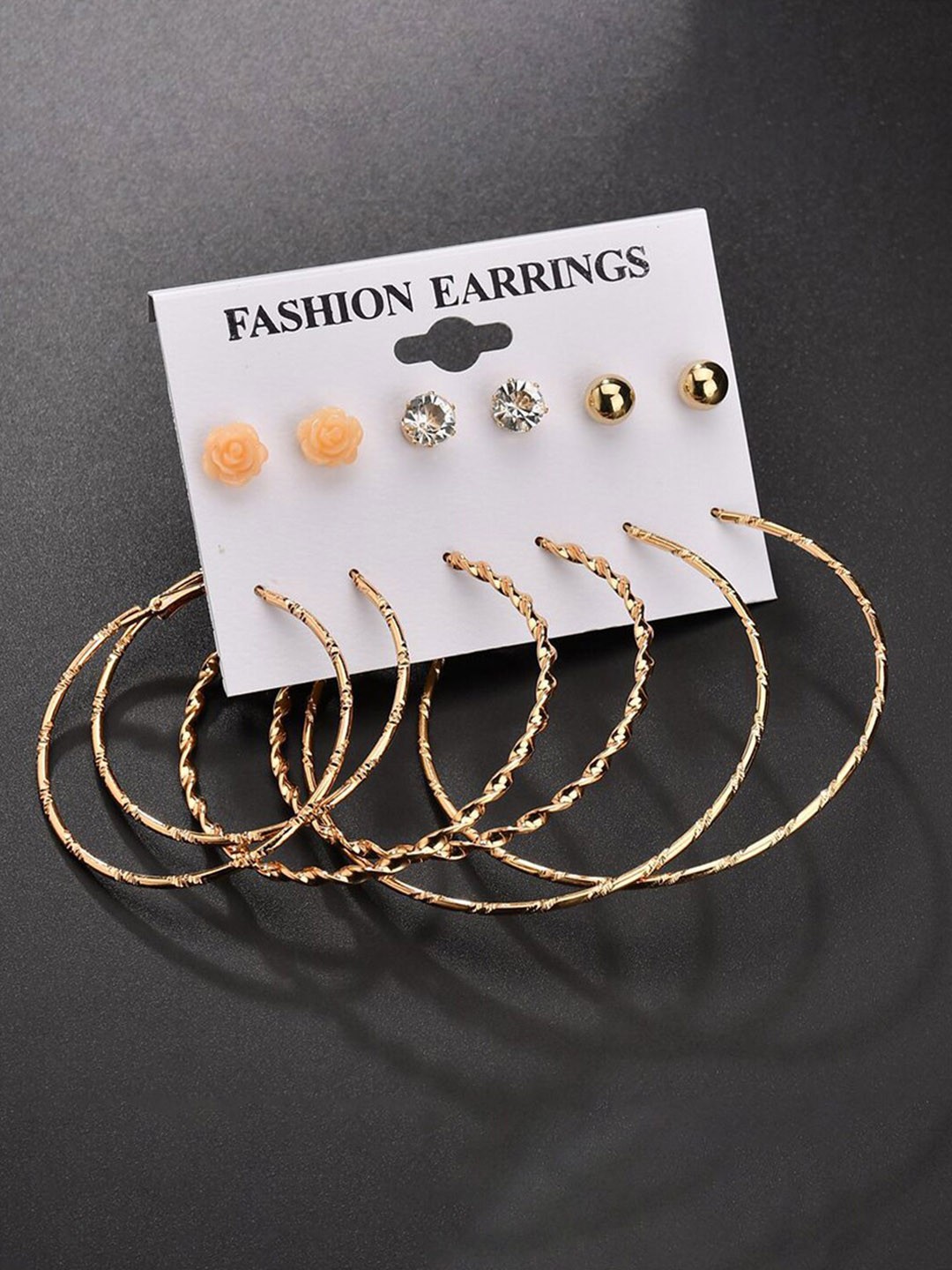 

Scintillare By Sukkhi Set Of 6 Gold-Plated Hoop & Stud Earrings