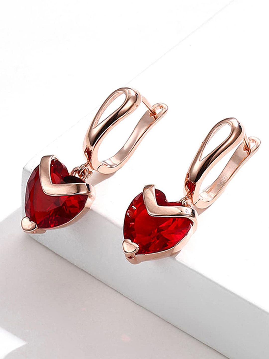 

Scintillare By Sukkhi Gold-Plated Crystals-Studded Heart Shaped Drop Earrings