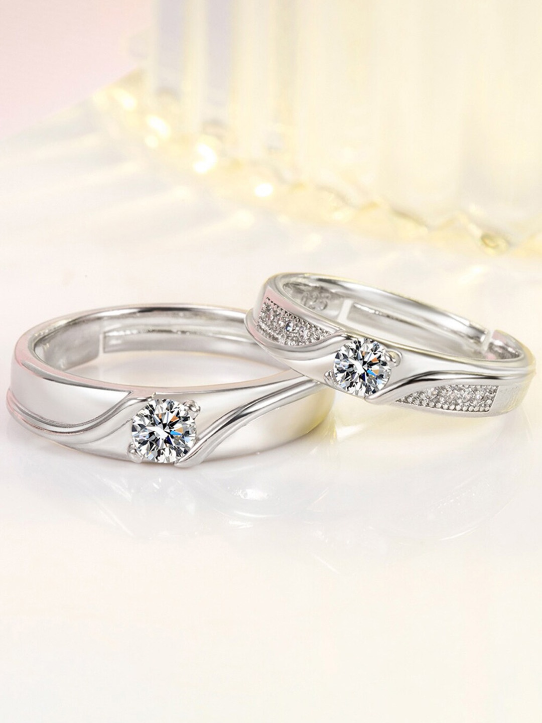 

Scintillare By Sukkhi Set Of 2 Oxidised Silver-Plated CZ-Studded Adjustable Finger Rings