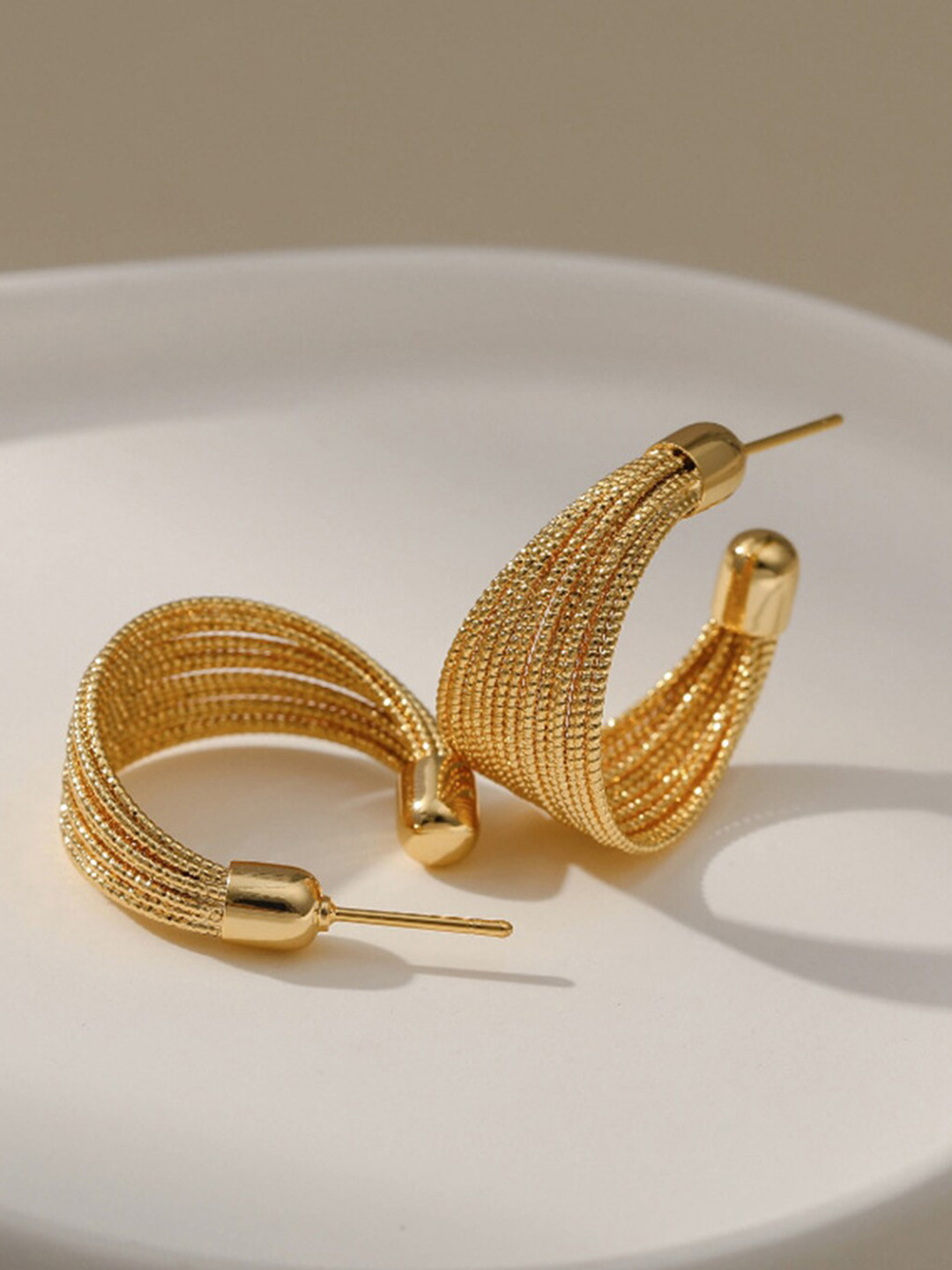 

Scintillare By Sukkhi Gold-Plated Contemporary Half Hoop Earrings
