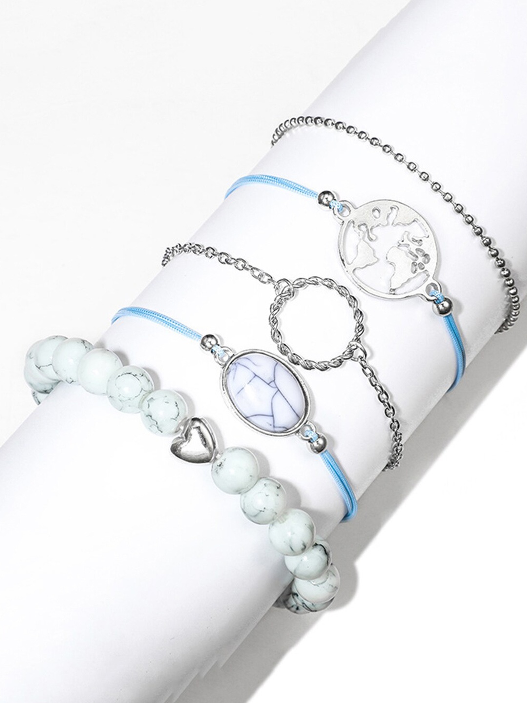

Scintillare By Sukkhi Women Set Of 5 Silver-Plated Link Bracelets