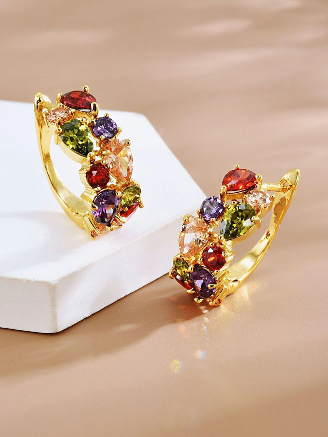 

Scintillare By Sukkhi Gold Plated Lefty Shaped Hoop Earrings
