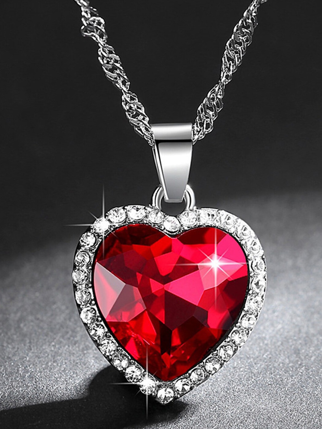 

Scintillare By Sukkhi Rhodium-Plated Heart Pendant, Silver
