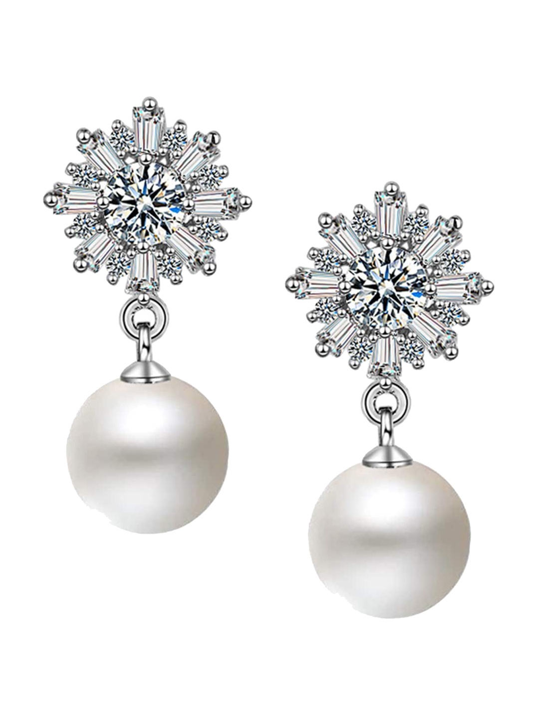 

Scintillare By Sukkhi Rhodium-Plated Cubic Zirconia-Studded Drop Earrings, Silver