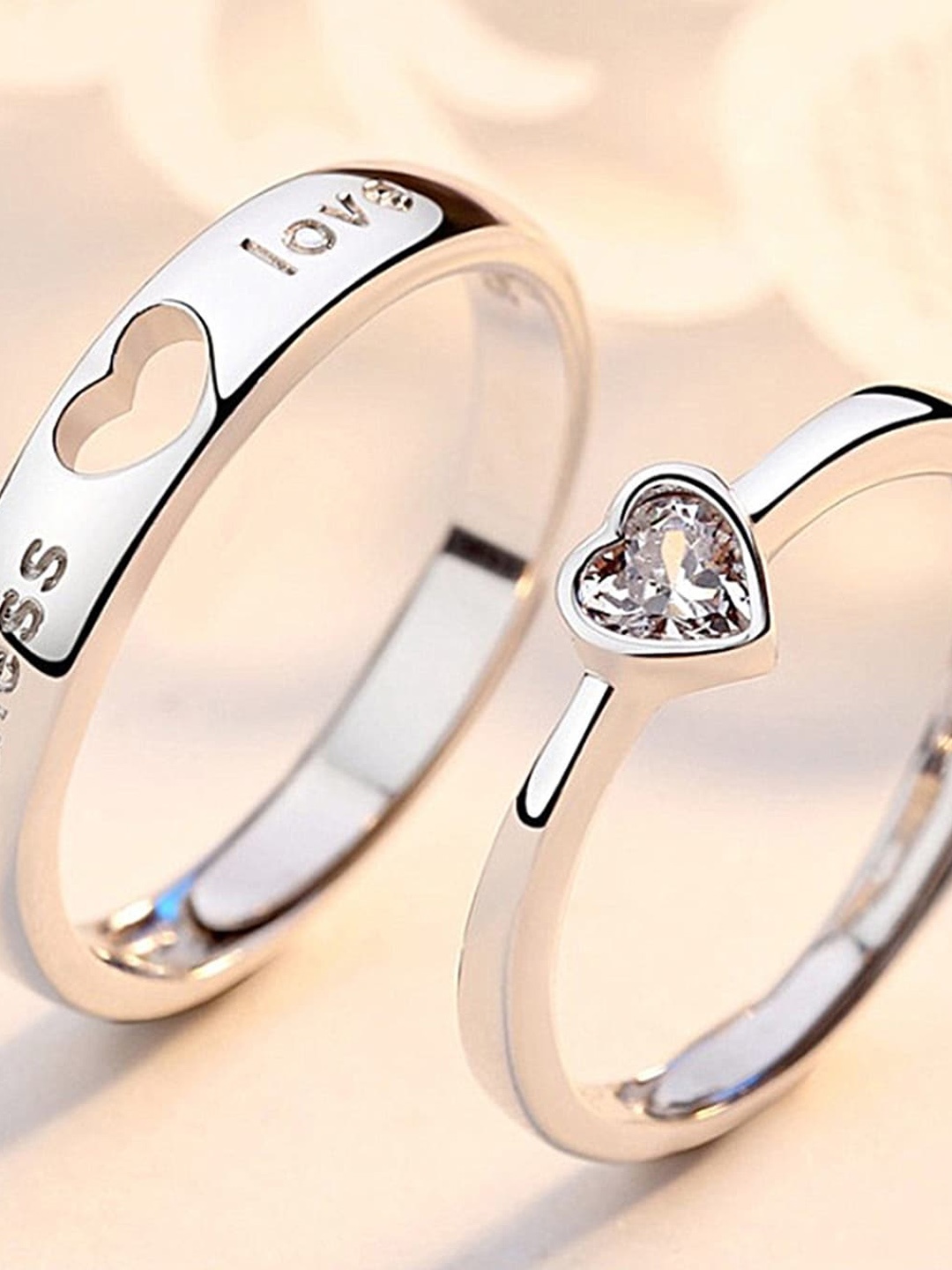 

Scintillare By Sukkhi Silver-Plated CZ-Studded Couple Finger Ring