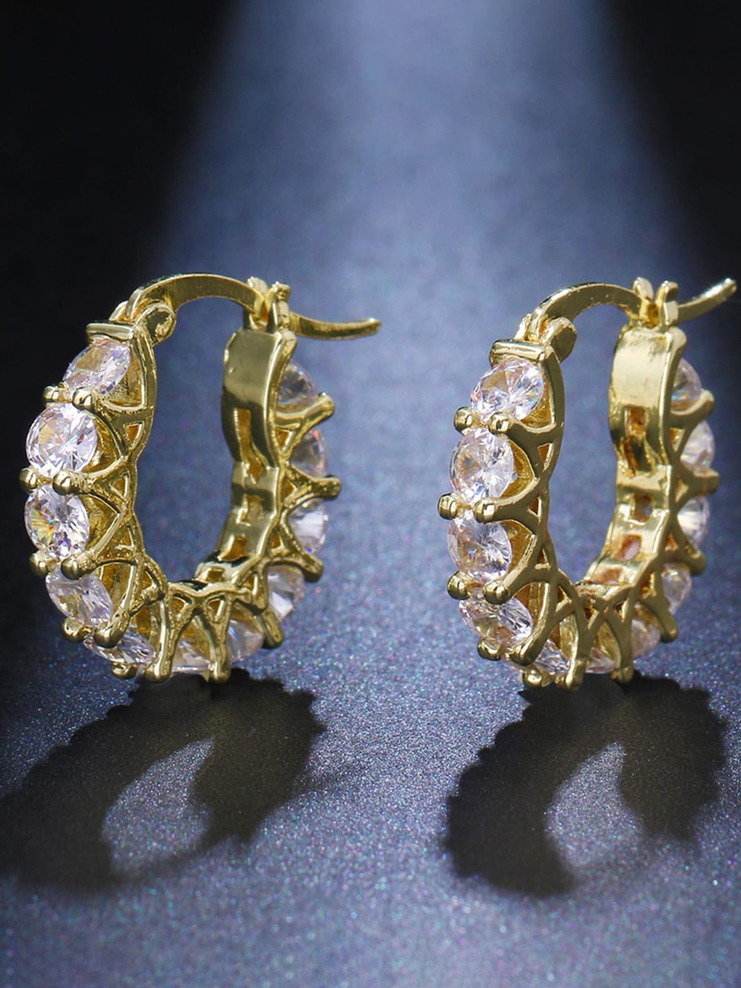

Scintillare By Sukkhi Gold-Plated Cubic Zirconia-Studded Hoop Earrings
