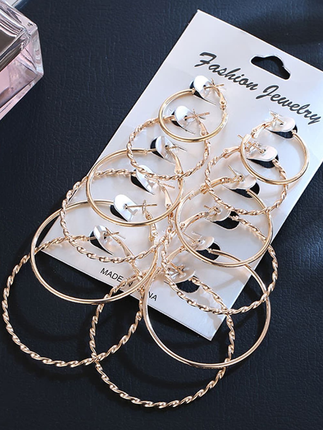 

Scintillare By Sukkhi Set Of 6 Gold-Plated Circular Hoop Earring