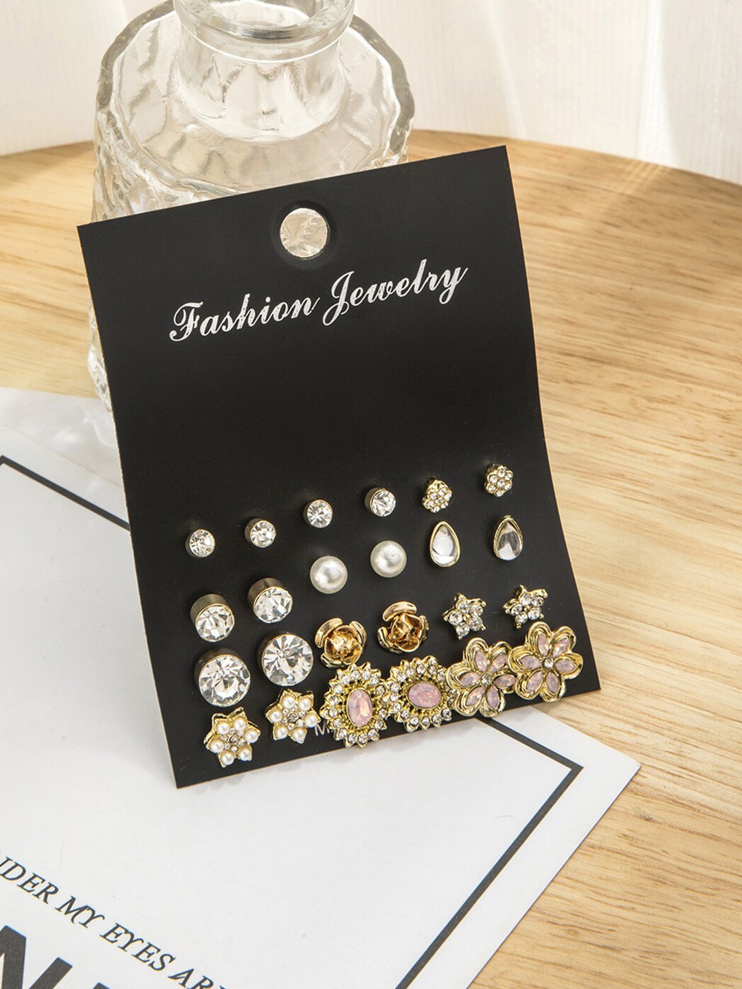

Scintillare By Sukkhi Set Of 12 Gold-Plated Stud Earrings