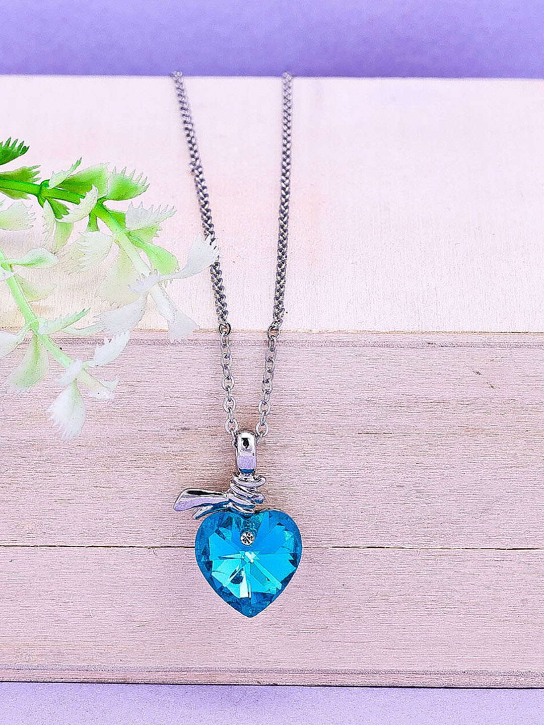 

Scintillare By Sukkhi Rhodium-Plated Heart Crystals Studded Heart Pendant With Chain, Silver