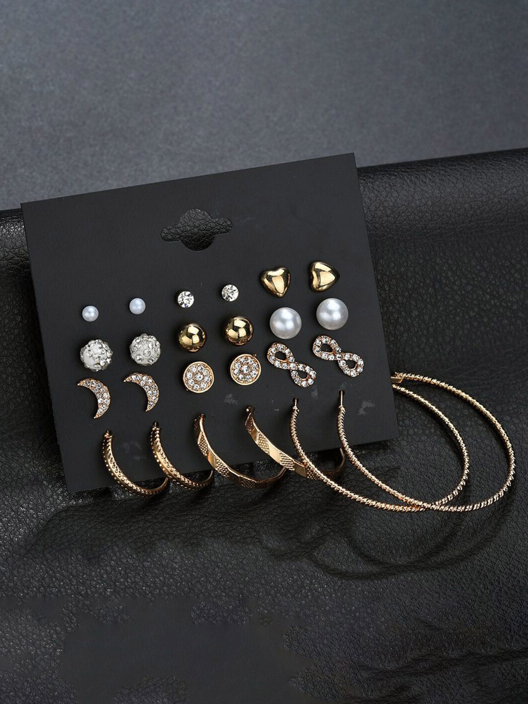 

Scintillare By Sukkhi Set Of 12 Gold-Plated Circular Studs Earrings