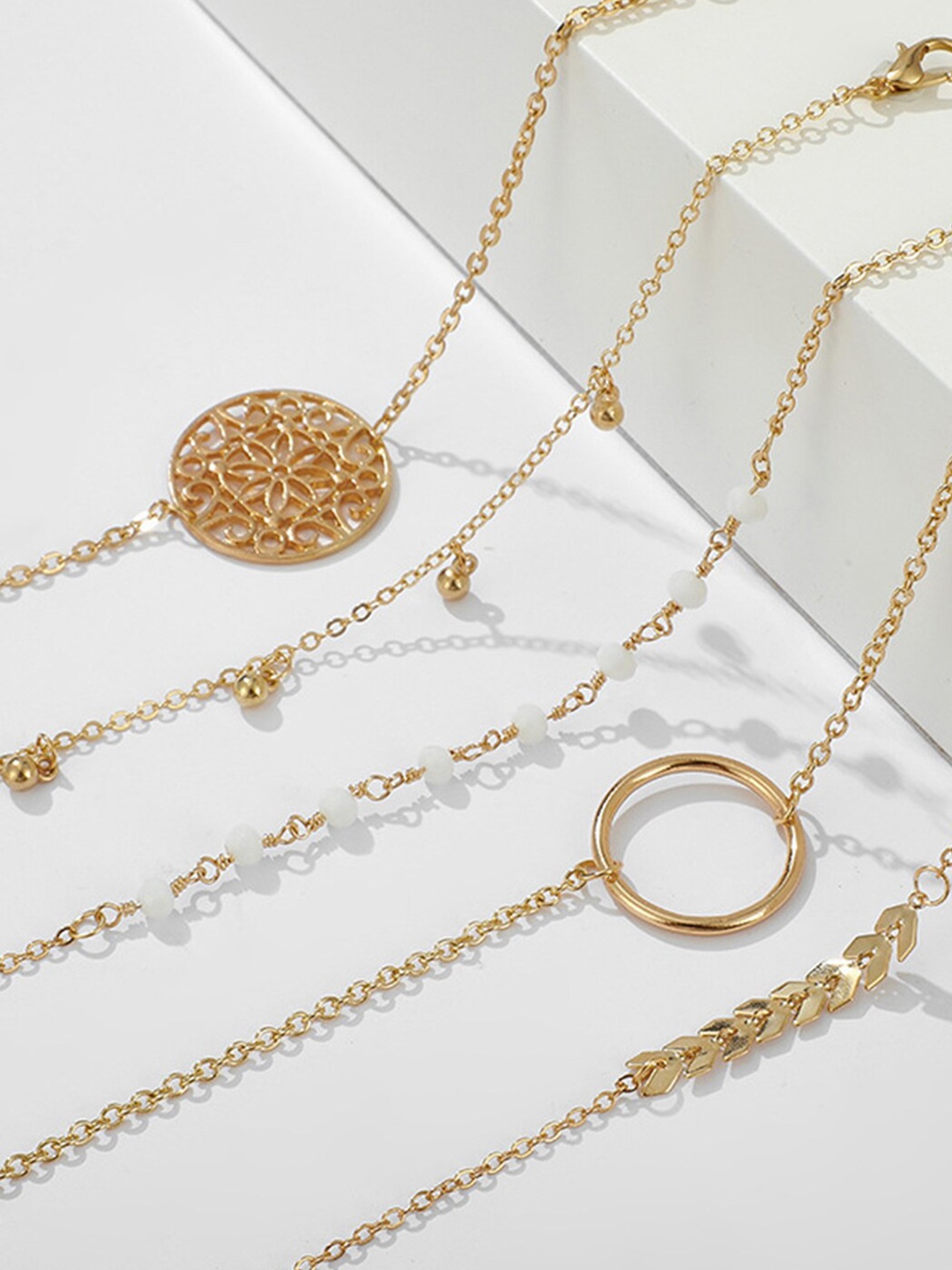 

Scintillare By Sukkhi Women Set Of 5 Gold-Plated Link Bracelets