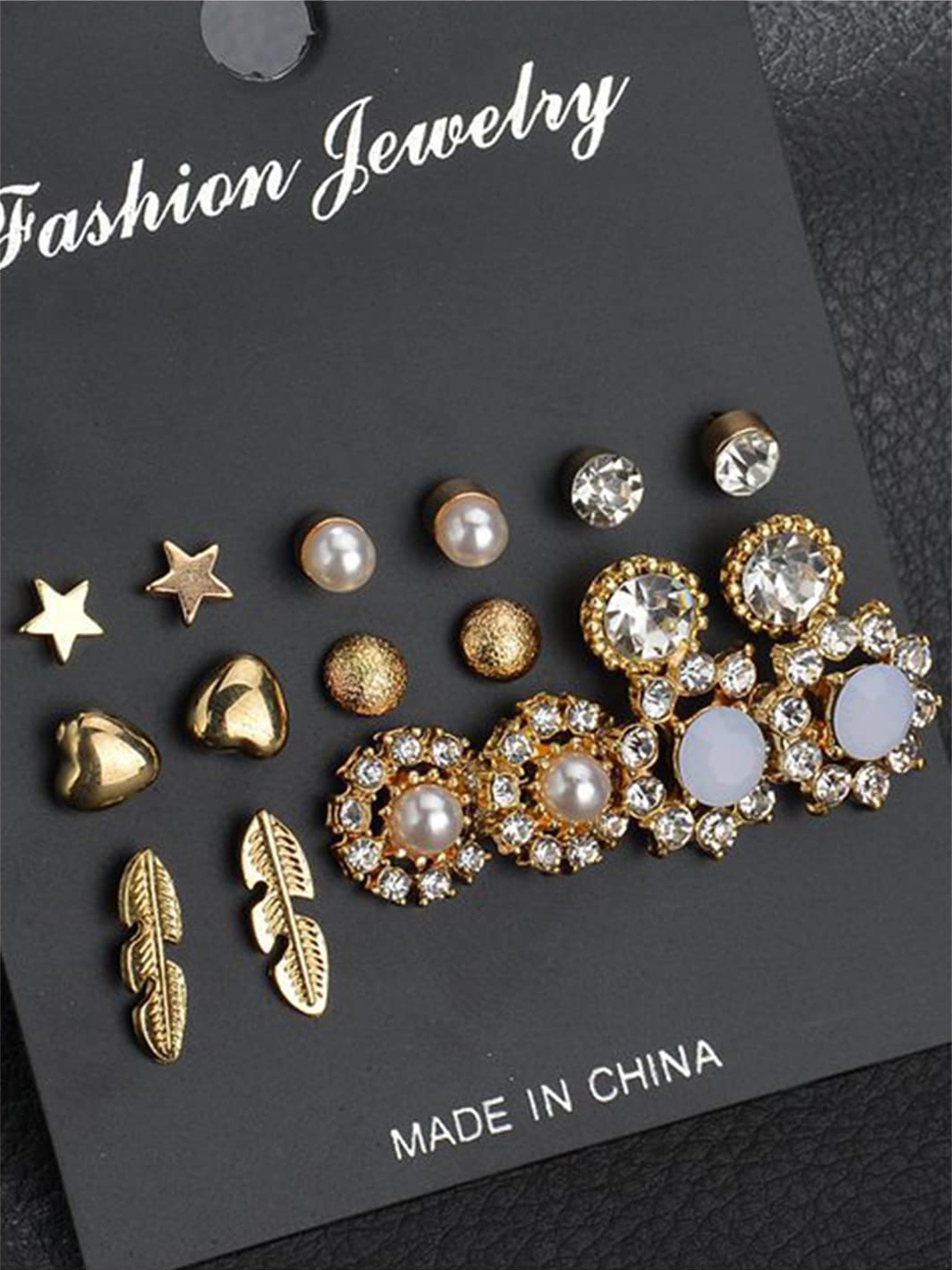 

Scintillare By Sukkhi Set Of 9 Gold-Plated Stone Studded Studs Earrings