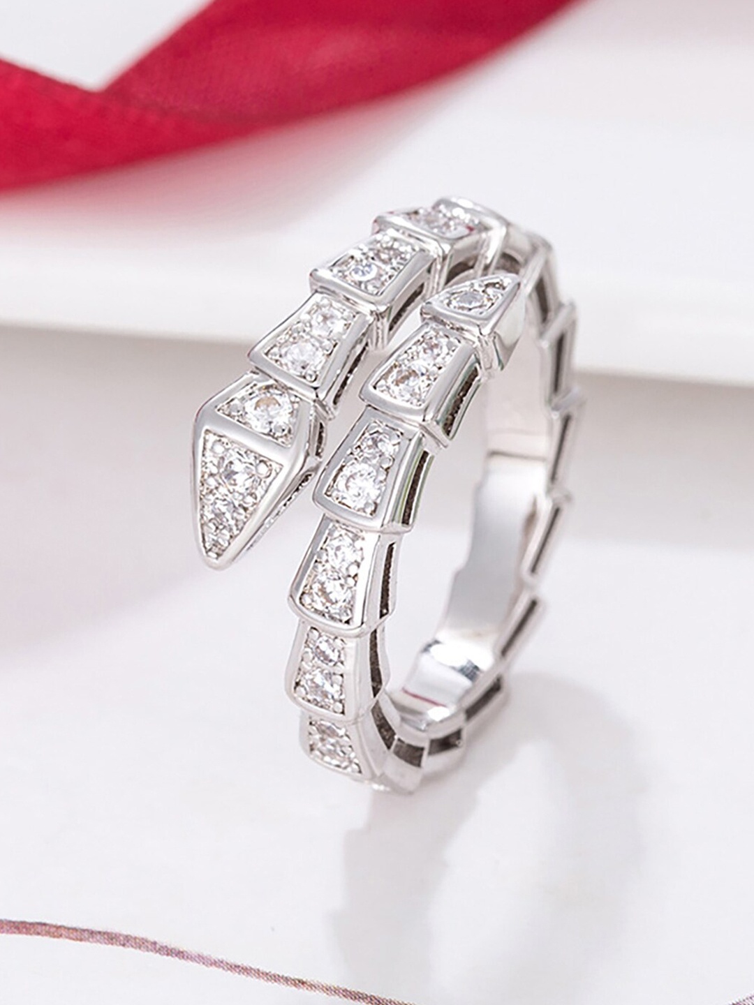 

Scintillare By Sukkhi Silver-Plated CZ-Studded Finger Ring