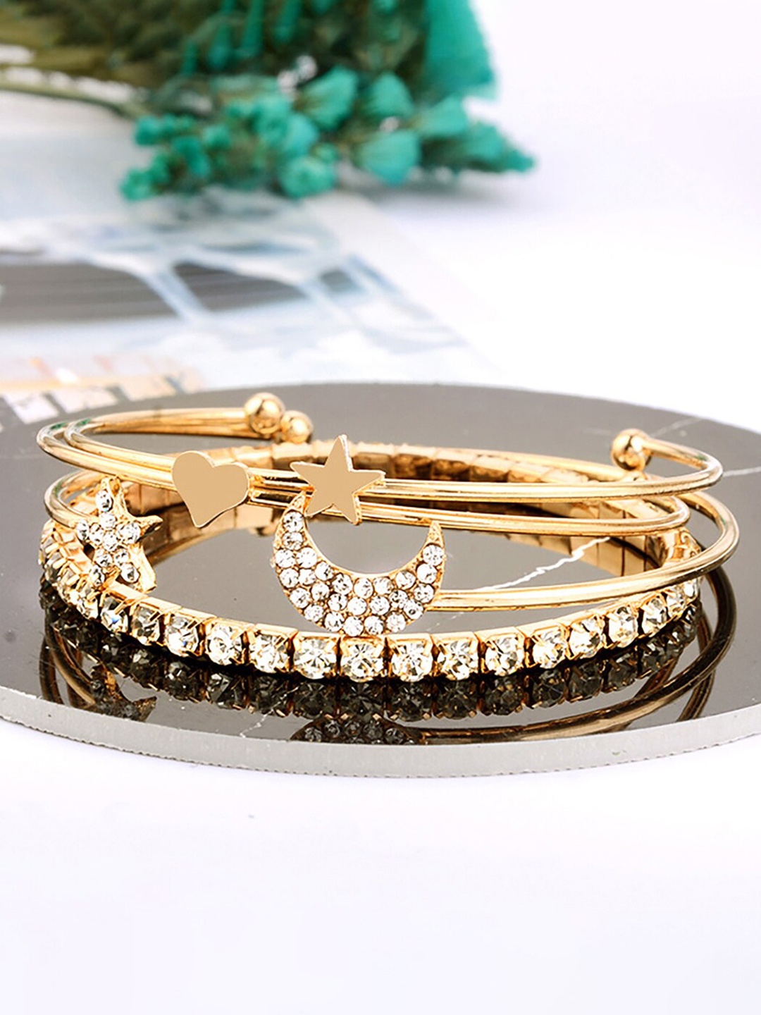 

Scintillare By Sukkhi Women Set Of 4 Gold-Plated Cuff Bracelets