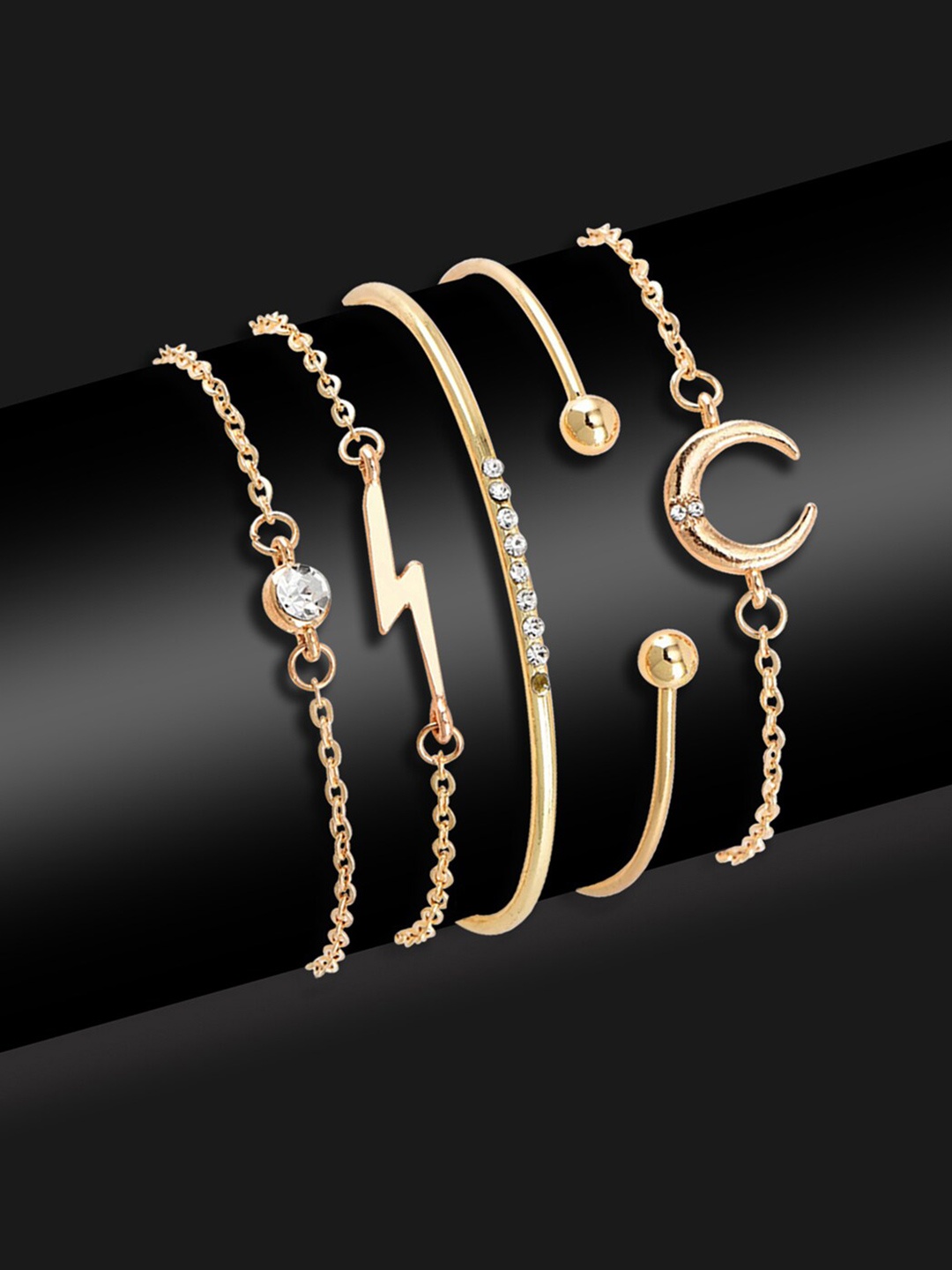 

Scintillare By Sukkhi Women Set Of 5 Gold-Plated Link Bracelets