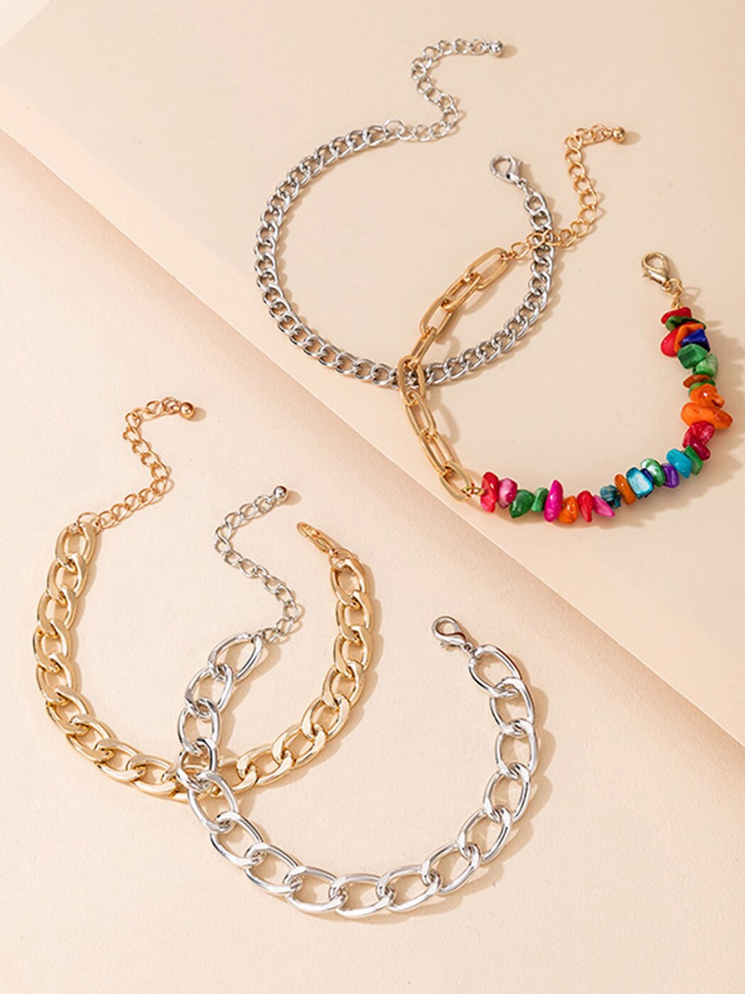 

Scintillare By Sukkhi Women Set Of 4 Gold-Plated Link Bracelets