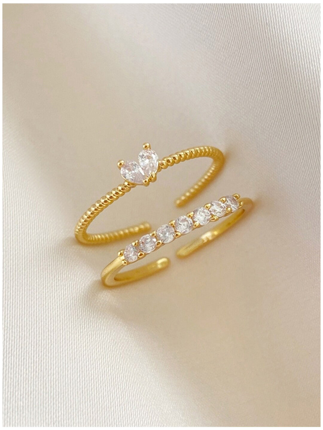 

Scintillare By Sukkhi Set Of 2 Gold-Plated CZ-Studded Adjustable Finger Rings