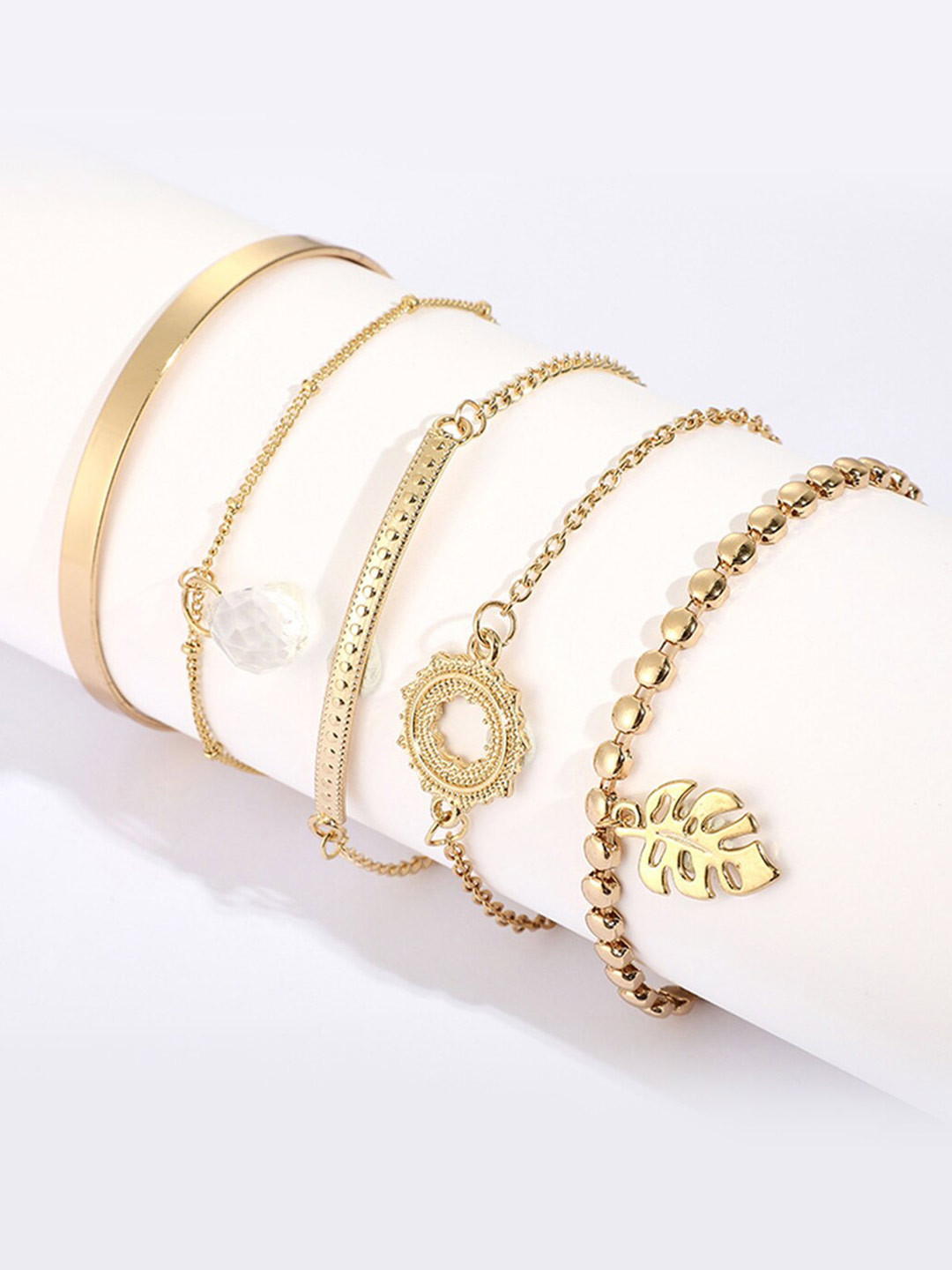 

Scintillare By Sukkhi Women Set Of 5 Gold-Plated Link Bracelets