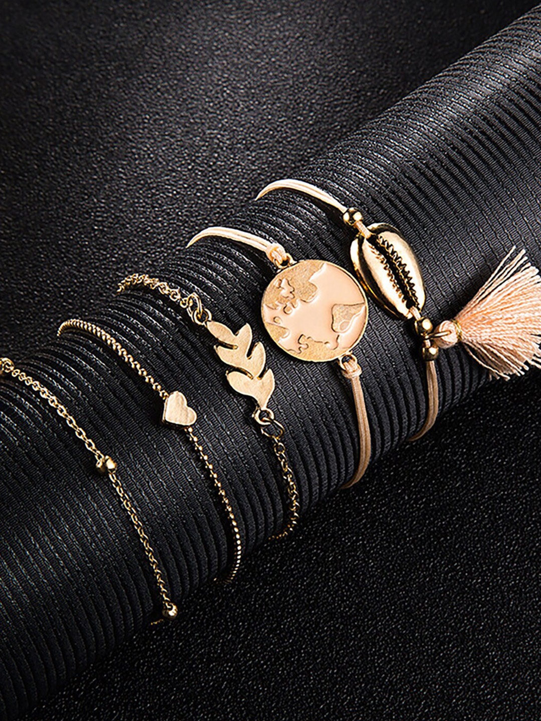 

Scintillare By Sukkhi Women Set Of 5 Gold-Plated Link Bracelets
