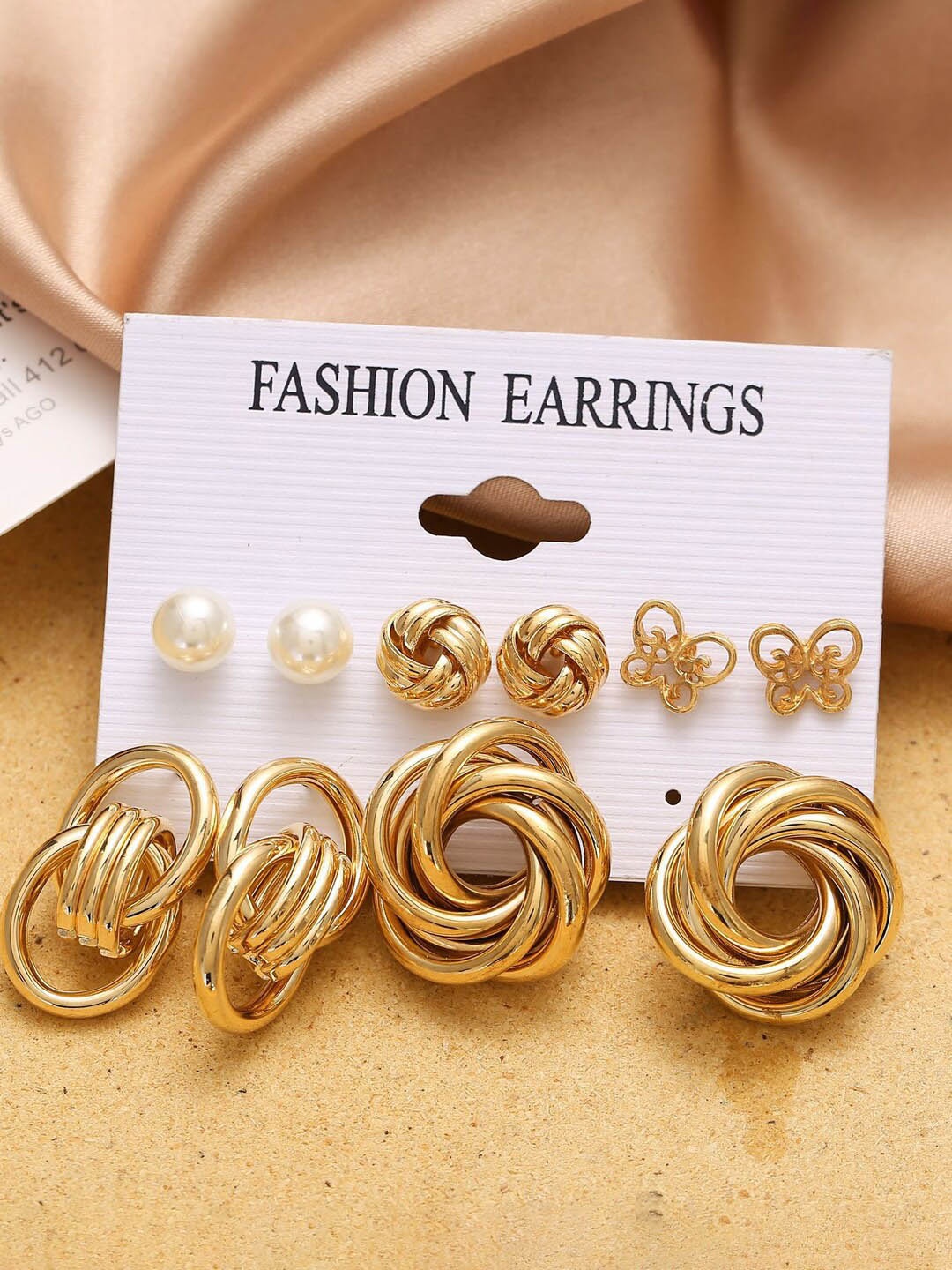 

Scintillare By Sukkhi Set Of 6 Gold-Plated Contemporary Studs Earrings