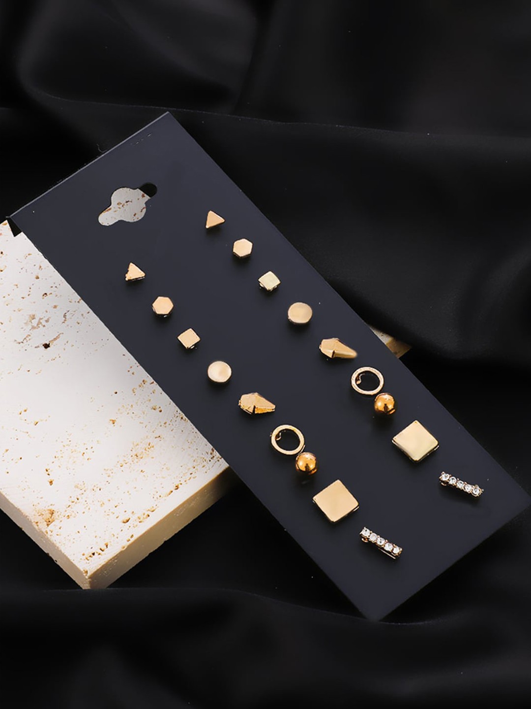 

Scintillare By Sukkhi Set Of 9 Gold-Plated Studs Earrings