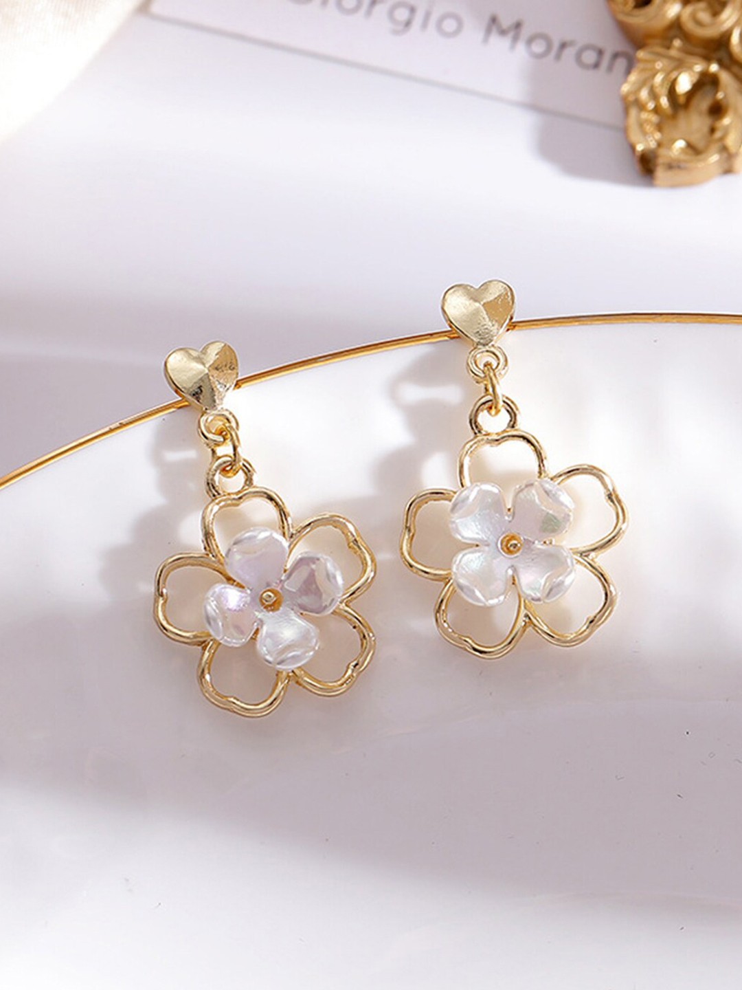 

Scintillare By Sukkhi Gold-Plated Floral Drop Earrings