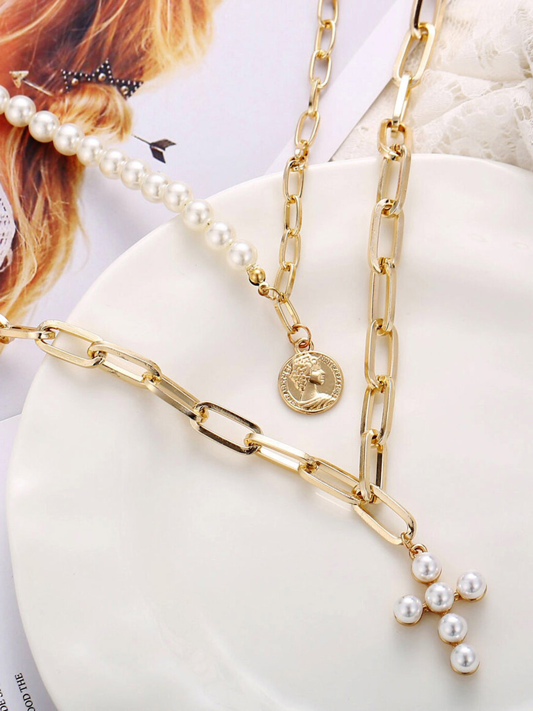

Scintillare By Sukkhi Gold-Plated Artificial Beads Layered Necklace