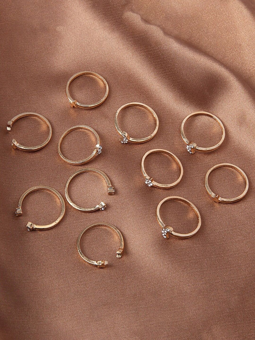 

Scintillare By Sukkhi Set Of 11 Gold-Plated Stone Studded Finger Ring