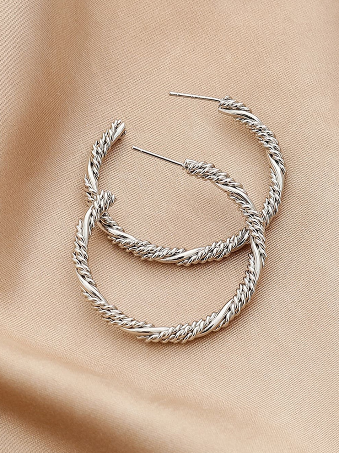 

Scintillare By Sukkhi Silver-Plated Circular Half Hoop Earrings