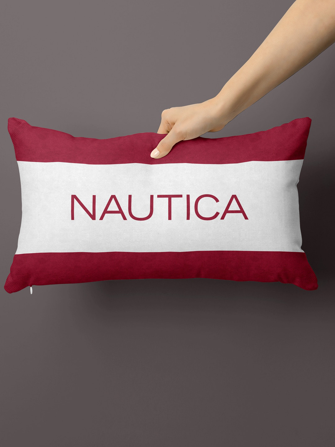 

Nautica Burgundy Printed Microfiber Rectangle Cushion Cover