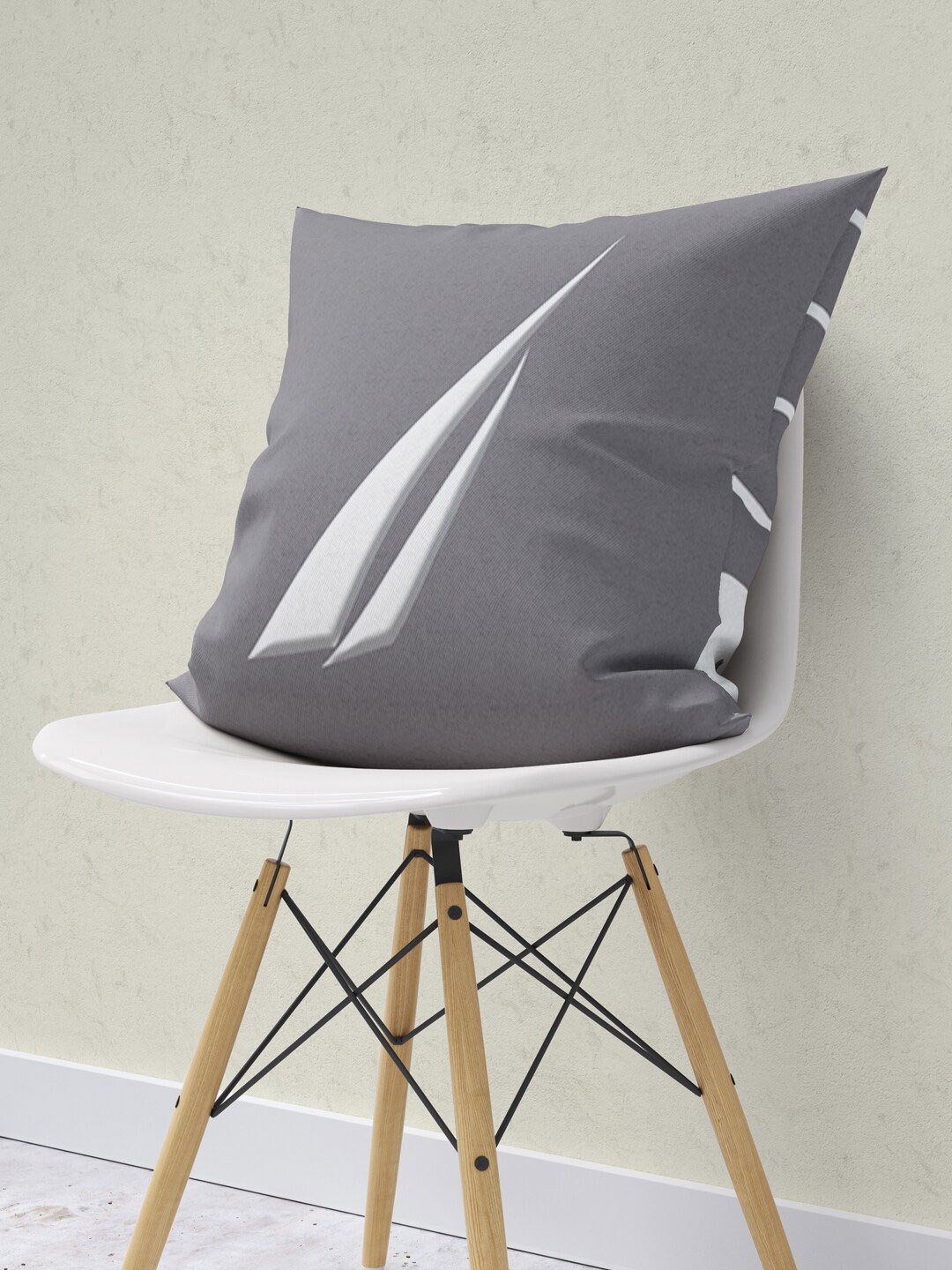 

Nautica Grey Printed Microfiber Square Cushion Cover