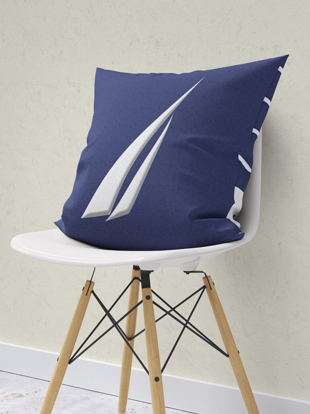 

Nautica Navy Blue Printed Microfiber Square Cushion Cover