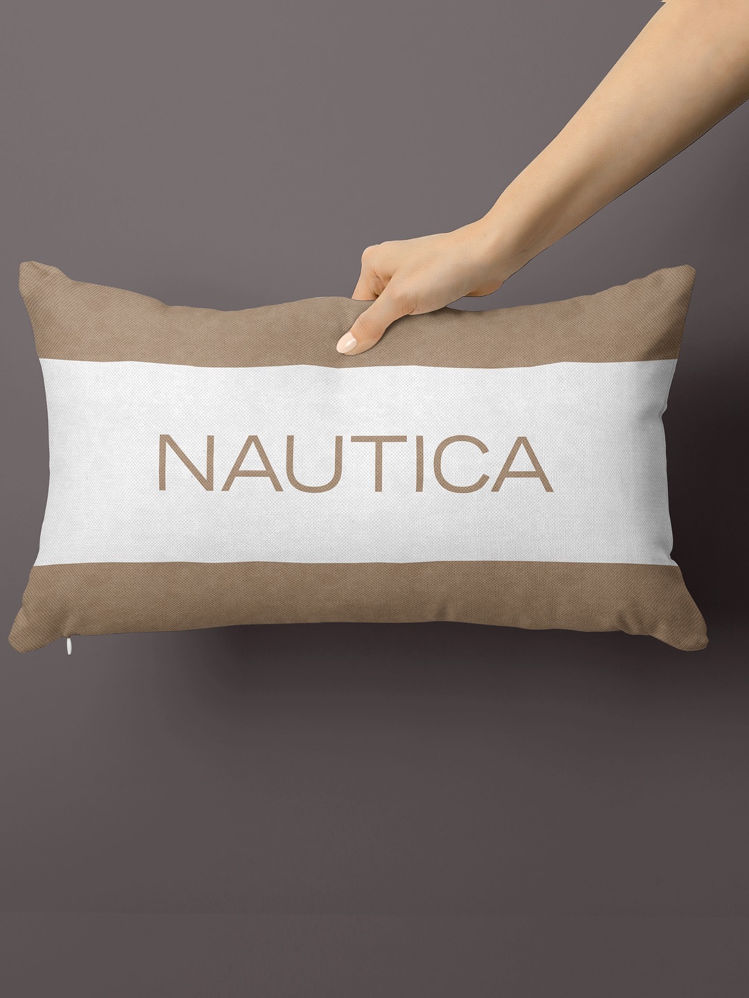 

Nautica Taupe Printed Microfiber Rectangle Cushion Cover