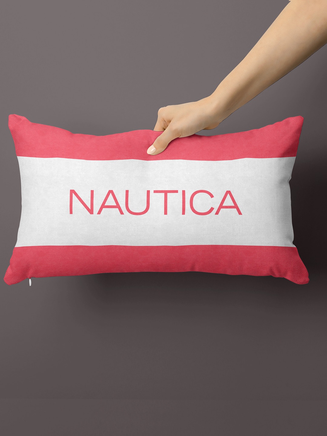 

Nautica Coral & White Typography Printed Cotton Rectangle Cushion